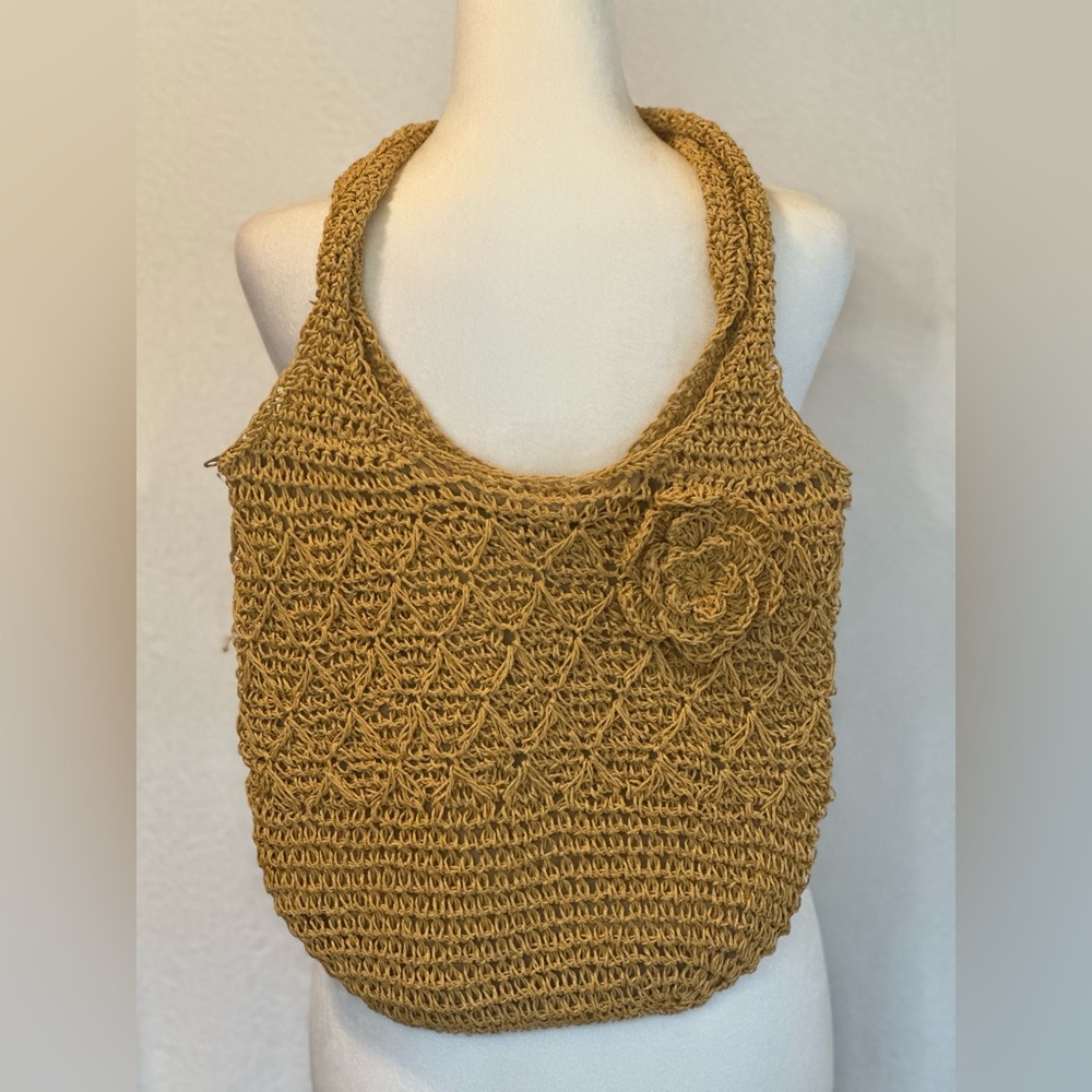 #1302 Crochet Tote Bag in Mustard
